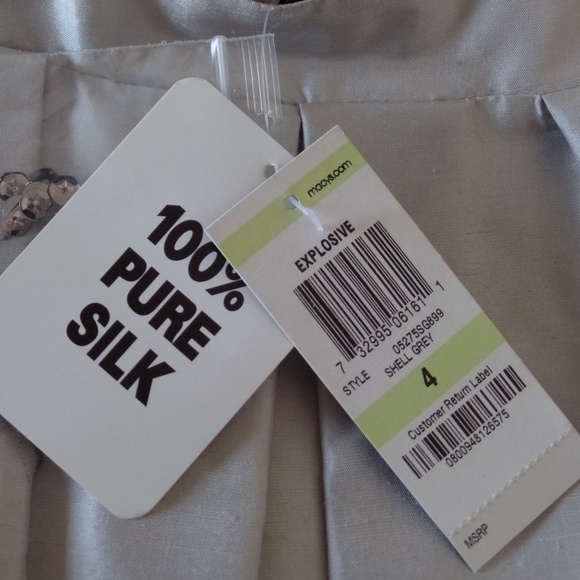 🌟SALE🌟NWT Silver Silk Dress | Size 4 - Picture 6 of 9